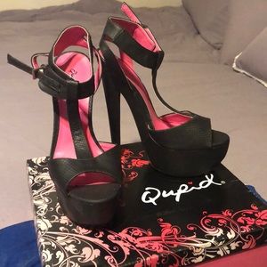 Qupid Black Snake High Heels